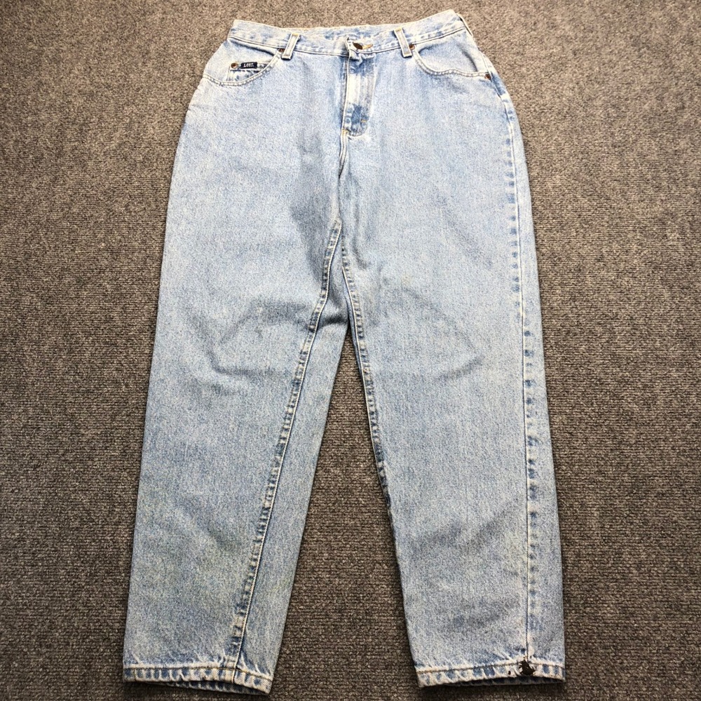 Lee Vintage High Waisted Mom Jeans Light Wash Tapered Leg Denim Pants